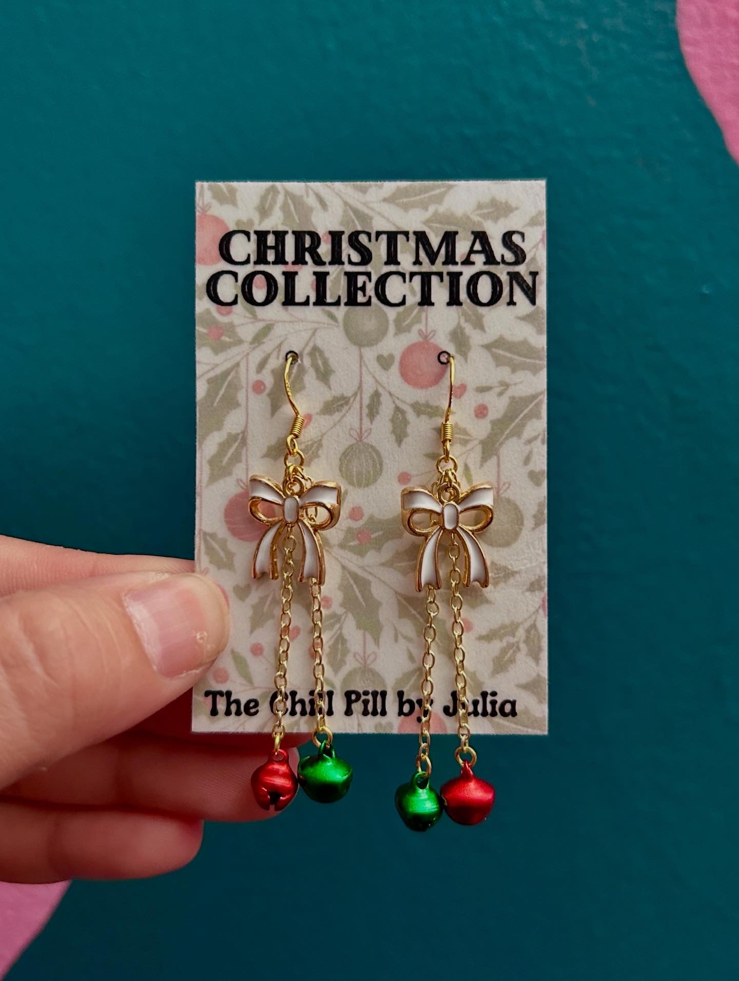 Holiday Bow Bell Dangle