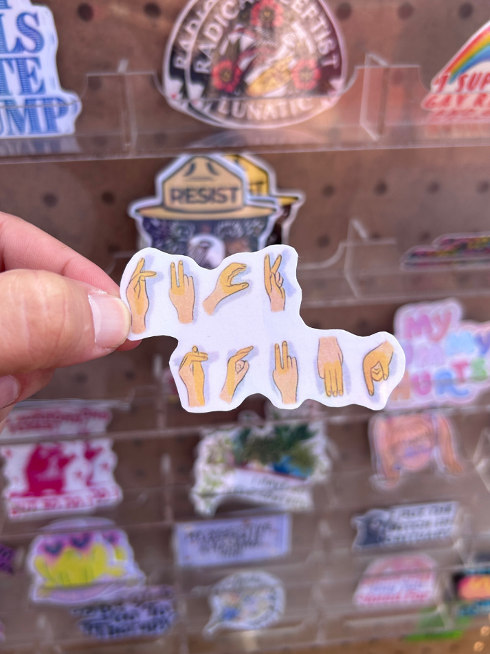 Fuck Trump Sign Language Waterproof Sticker