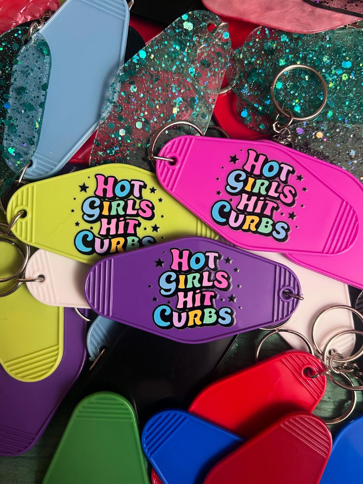 Hot Girls Hit Curbs Motel Keychain
