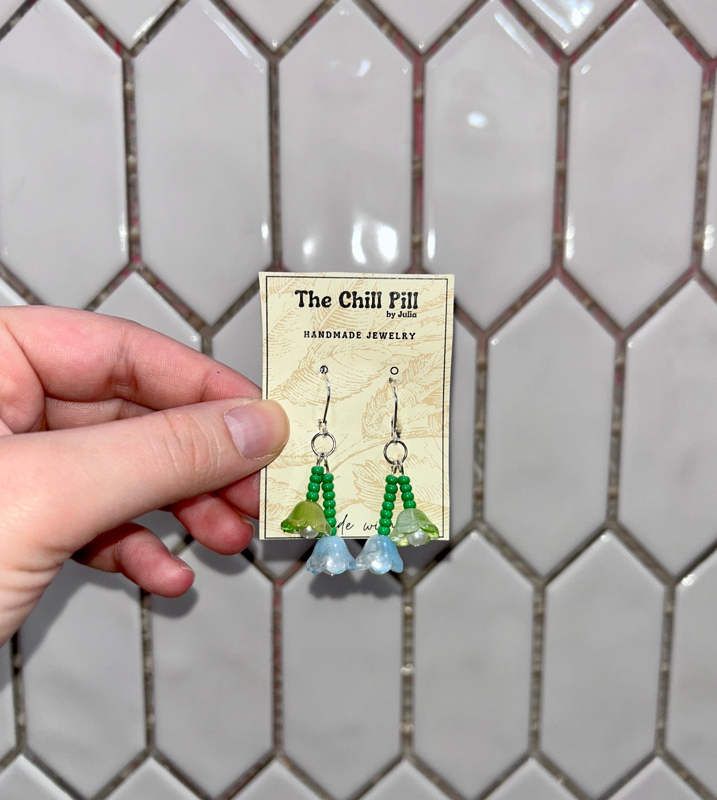 Blue and Green Bellflower Earrings