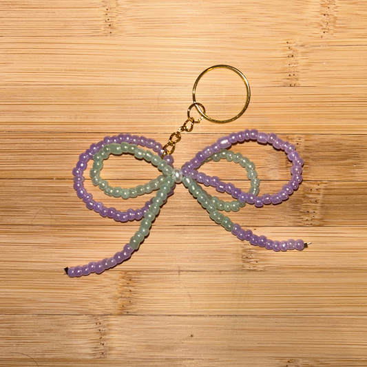 Bow Keychain - Pearl Green and Lavender