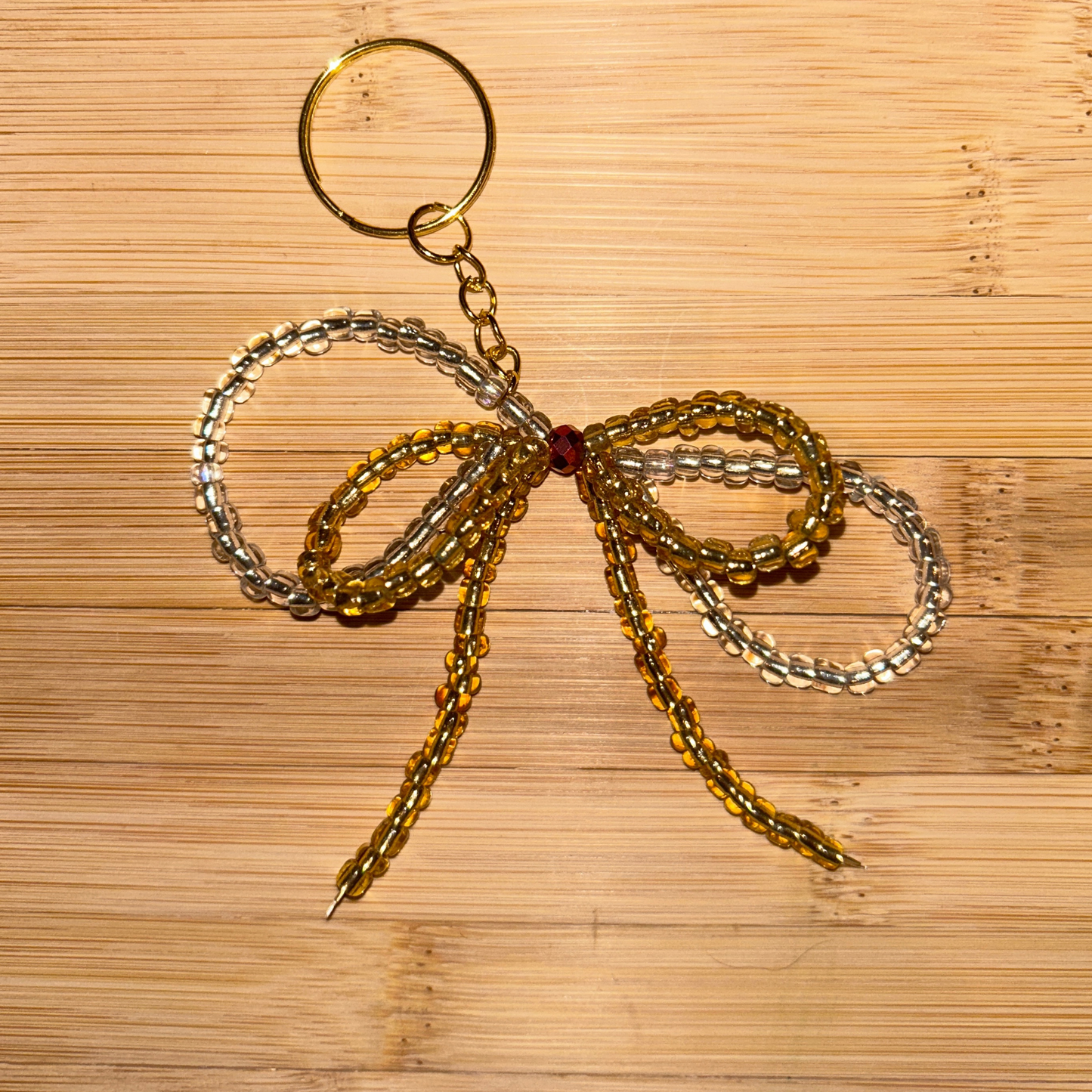 Bow Keychain - Gold and Clear