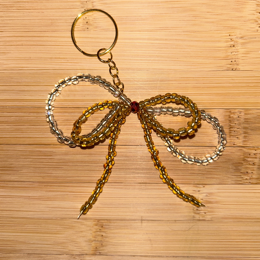 Bow Keychain - Gold and Clear