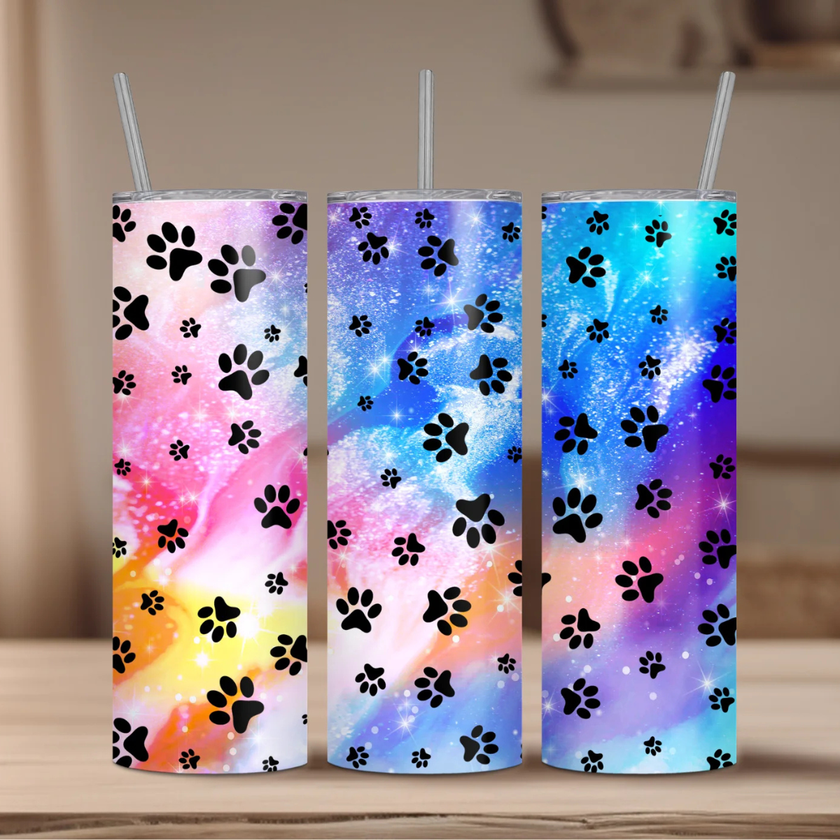 20oz Colorful Paw Prints