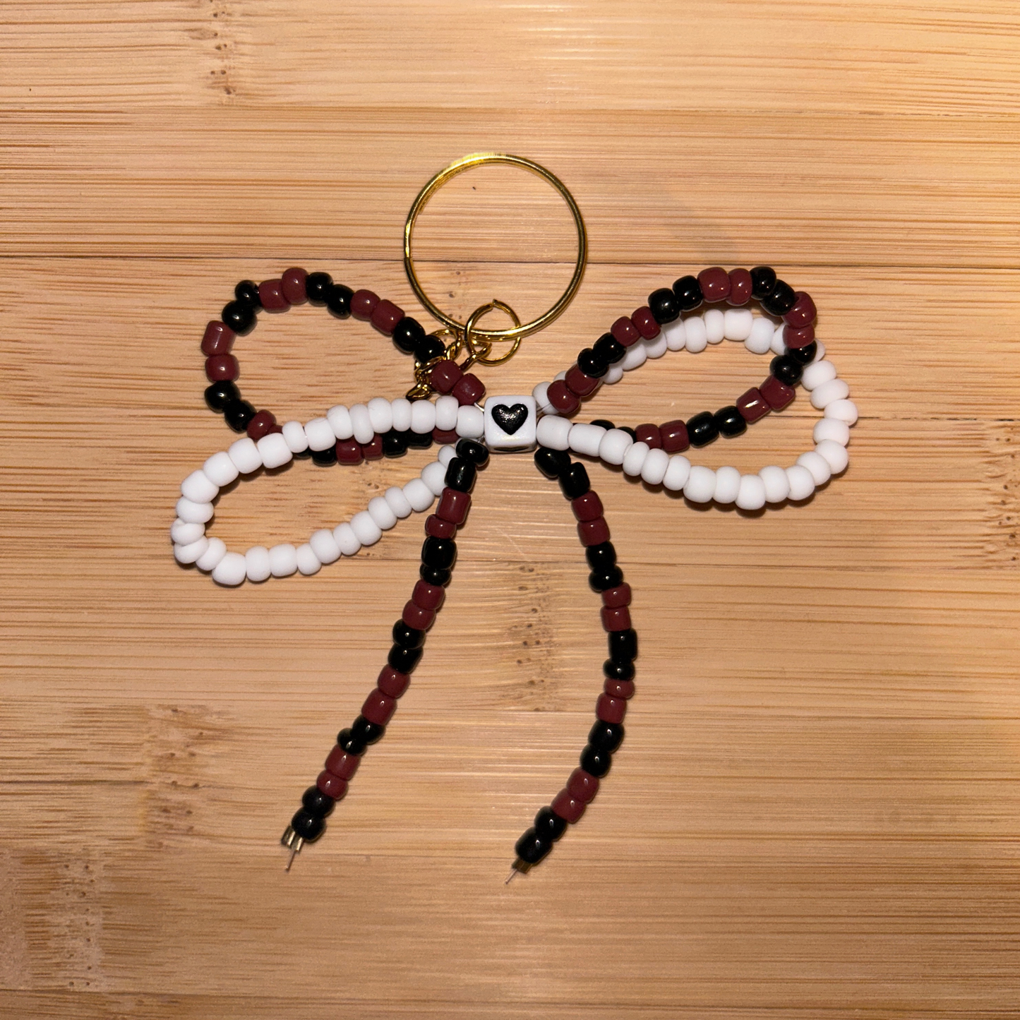 Bow Keychain - Black, Brown and White