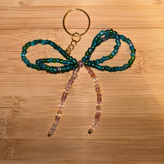 Bow Keychain - Pink and Emerald