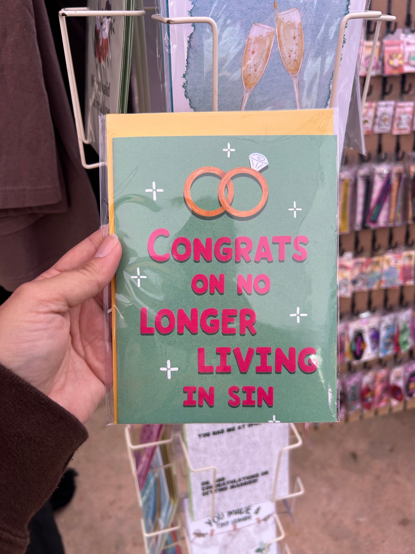 Congrats On No Longer Living In Sin Greeting Card