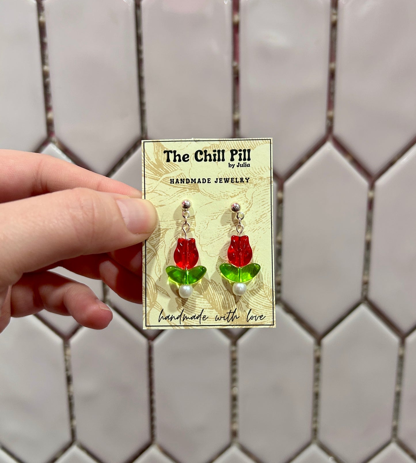 Red Tulip Earrings