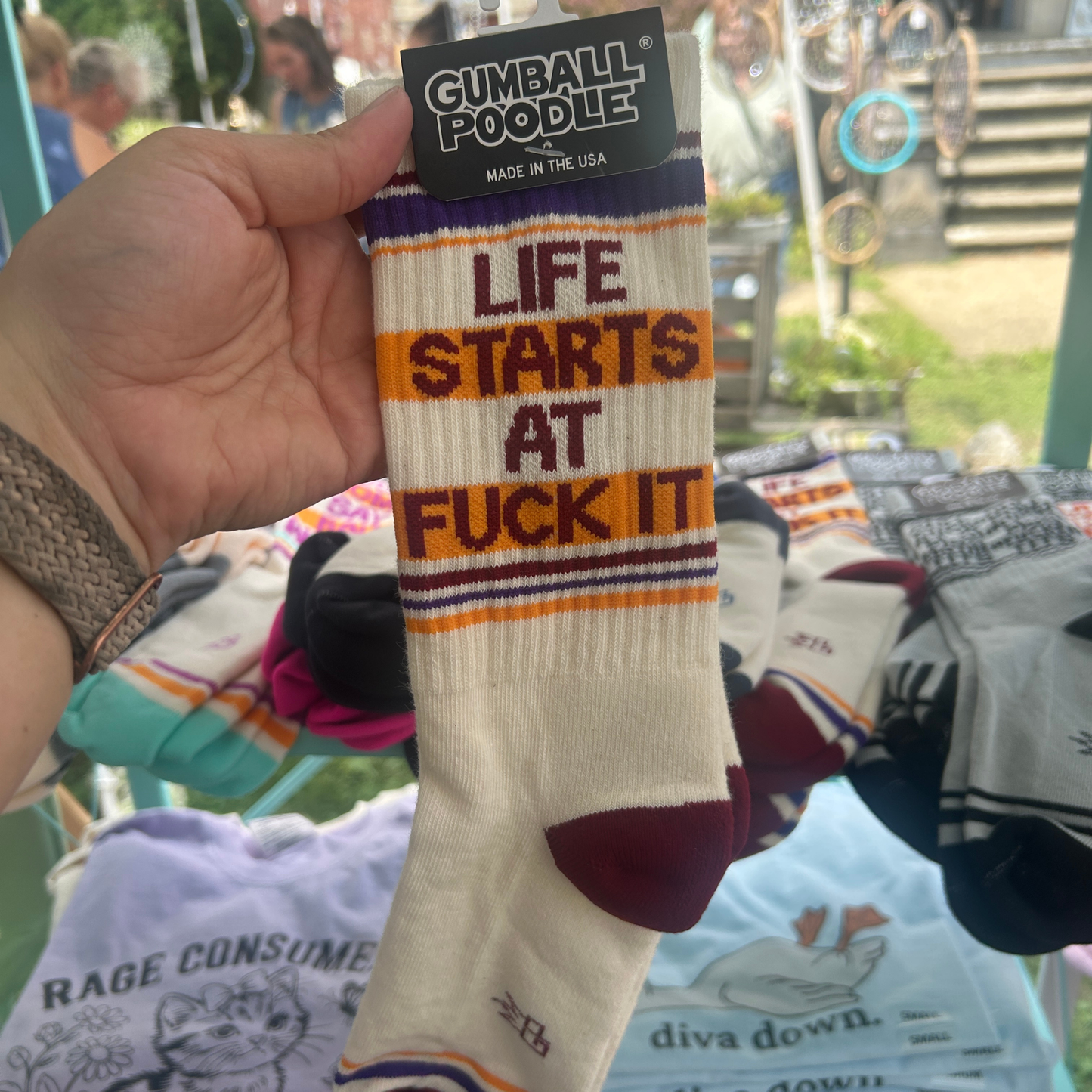 Life Starts at Fuck It Gym Socks