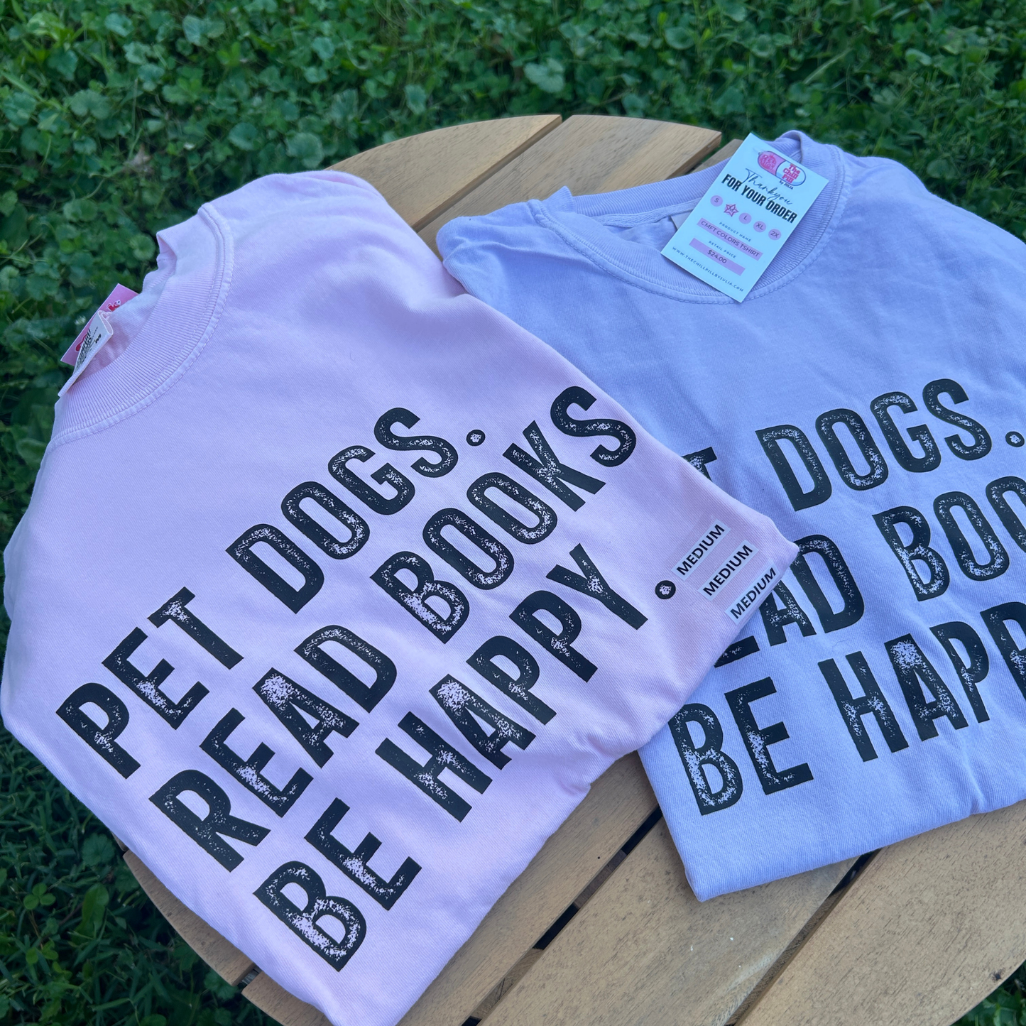 Pet Dogs. Read Books. Be Happy. T-Shirt
